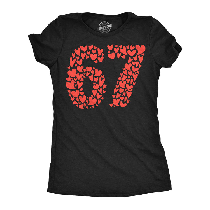 Funny Heather Black - 6 7 Hearts 6 7 Hearts Womens T Shirt Nerdy Valentine's Day Internet Tee