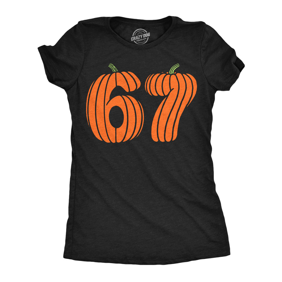 Funny Heather Black - 6 7 Pumpkins Six Seven Pumpkins Womens T Shirt Nerdy Halloween internet Tee