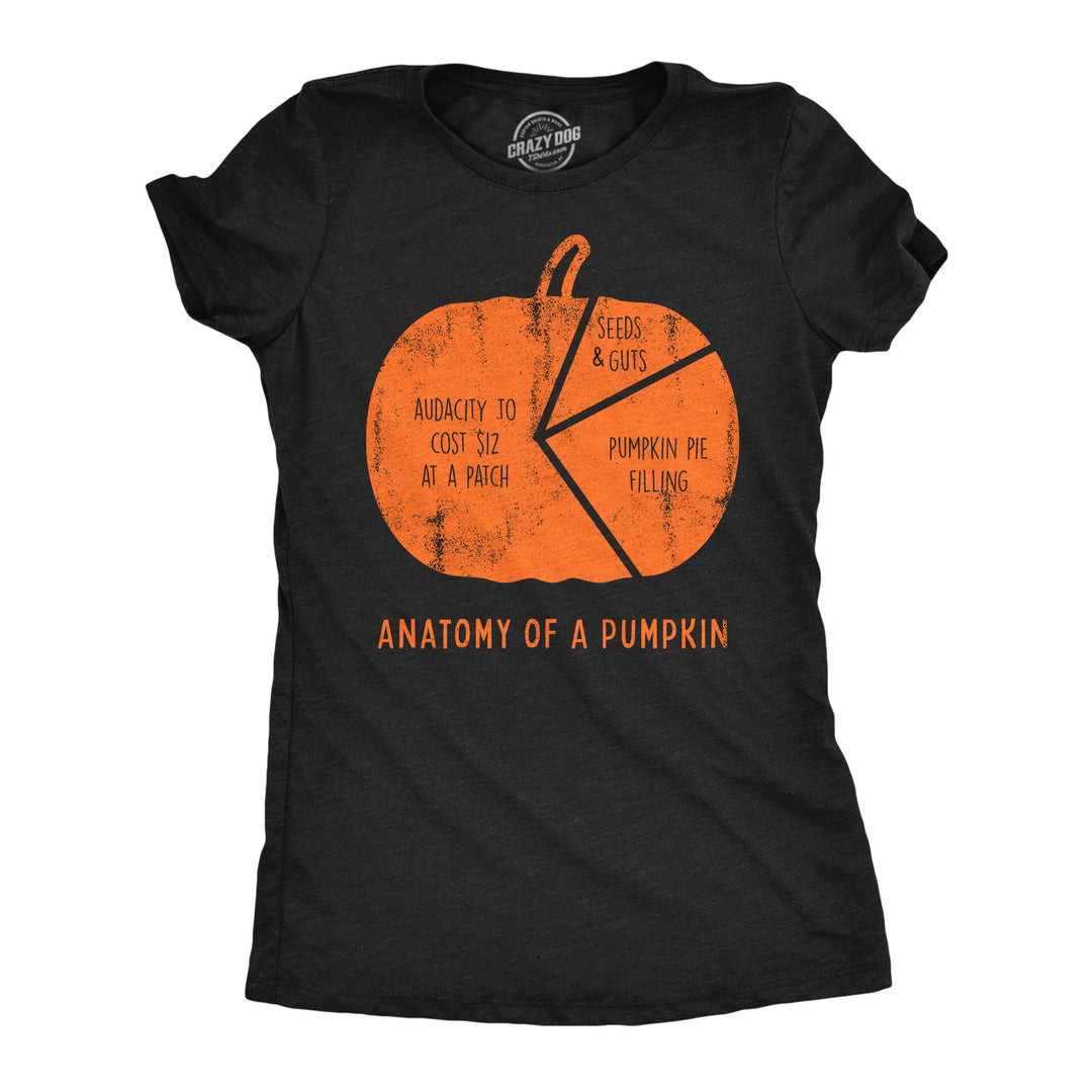 Funny Heather Black - Anatomy Pumpkin Anatomy Of A Pumpkin Womens T Shirt Nerdy Halloween Tee