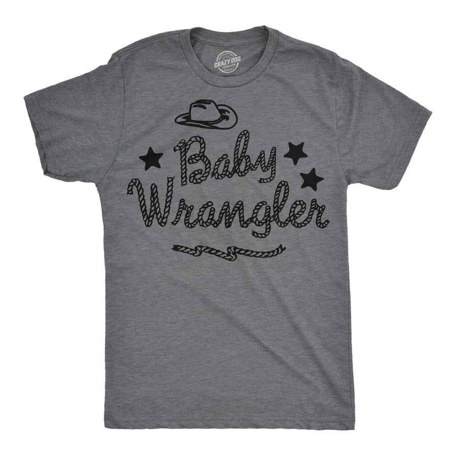 Funny Dark Heather Grey - Baby Wrangler Baby Wrangler Mens T Shirt Nerdy blank Tee