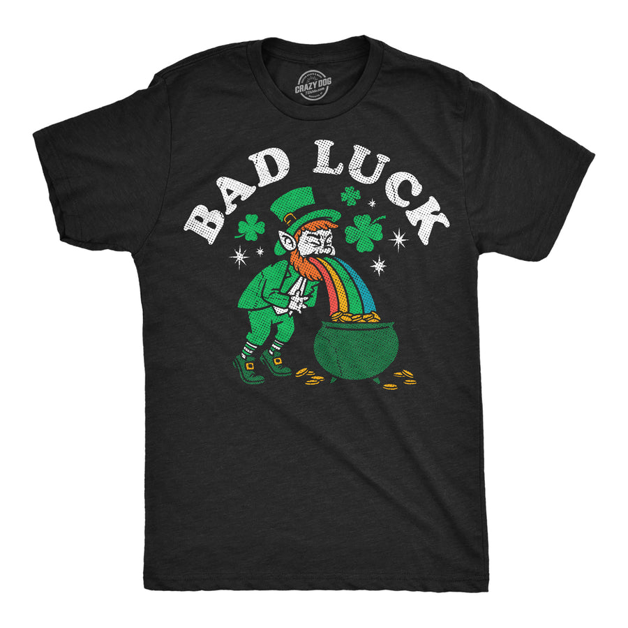 Funny Heather Black - Bad Luck Bad Luck Mens T Shirt Nerdy Saint Patrick's Day Drinking Tee