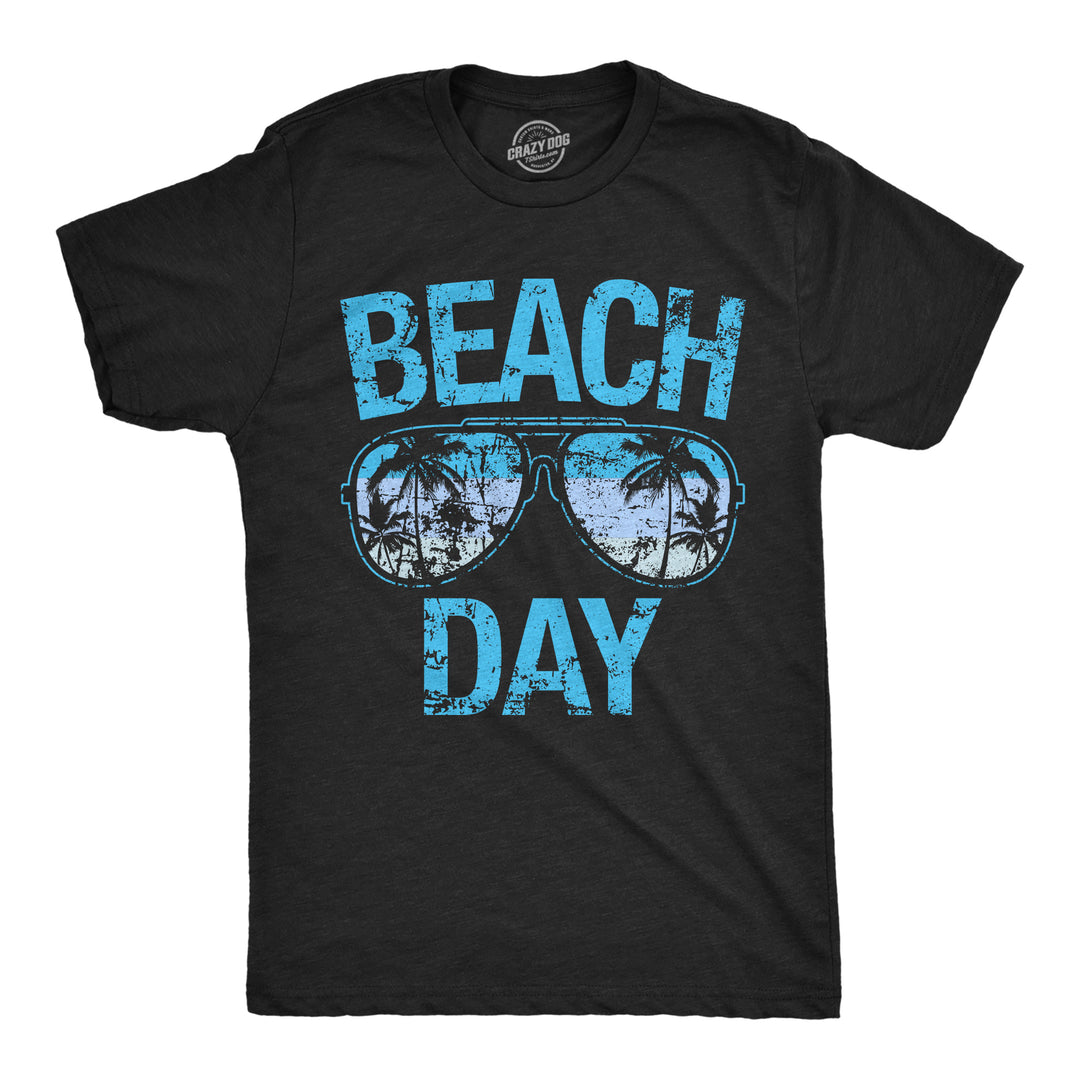 Funny Heather Black - Beach Day Beach Day Sunglasses Mens T Shirt Nerdy vacation Tee