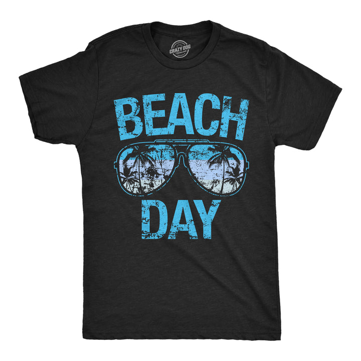 Funny Heather Black - Beach Day Beach Day Sunglasses Mens T Shirt Nerdy vacation Tee