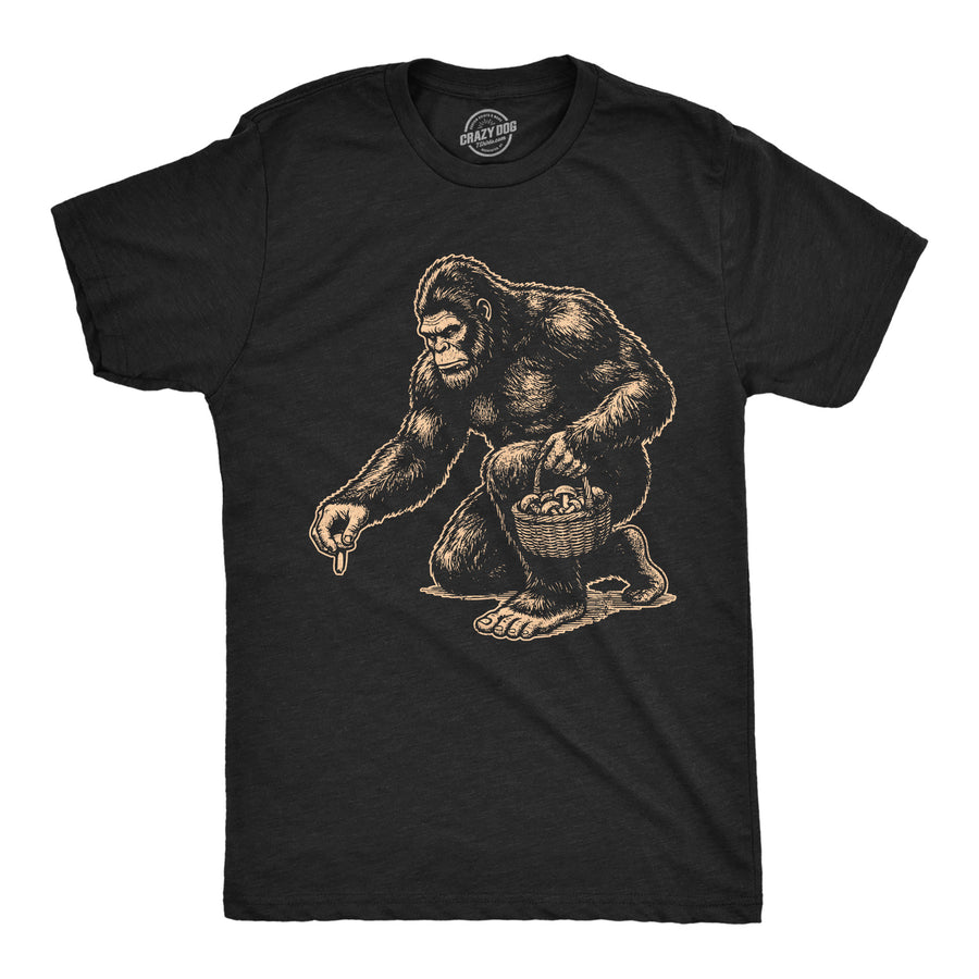 Funny Heather Black - Bigfoot Mushroom Bigfoot Mushroom Mens T Shirt Nerdy animal Tee