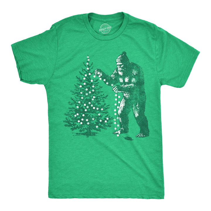 Funny Heather Green - Bigfoot Xmas Tree Bigfoot Christmas Tree Mens T Shirt Nerdy Christmas animal Tee