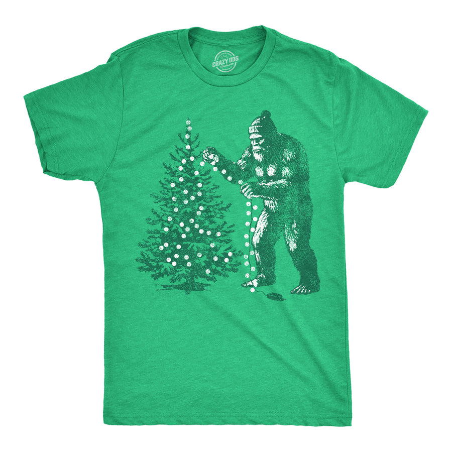 Funny Heather Green - Bigfoot Xmas Tree Bigfoot Christmas Tree Mens T Shirt Nerdy Christmas animal Tee