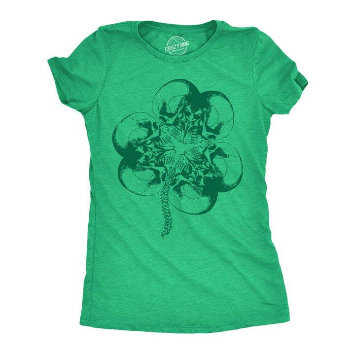Funny Heather Green - Bone Shamrock Bone Shamrock Womens T Shirt Nerdy Saint Patrick's Day Tee