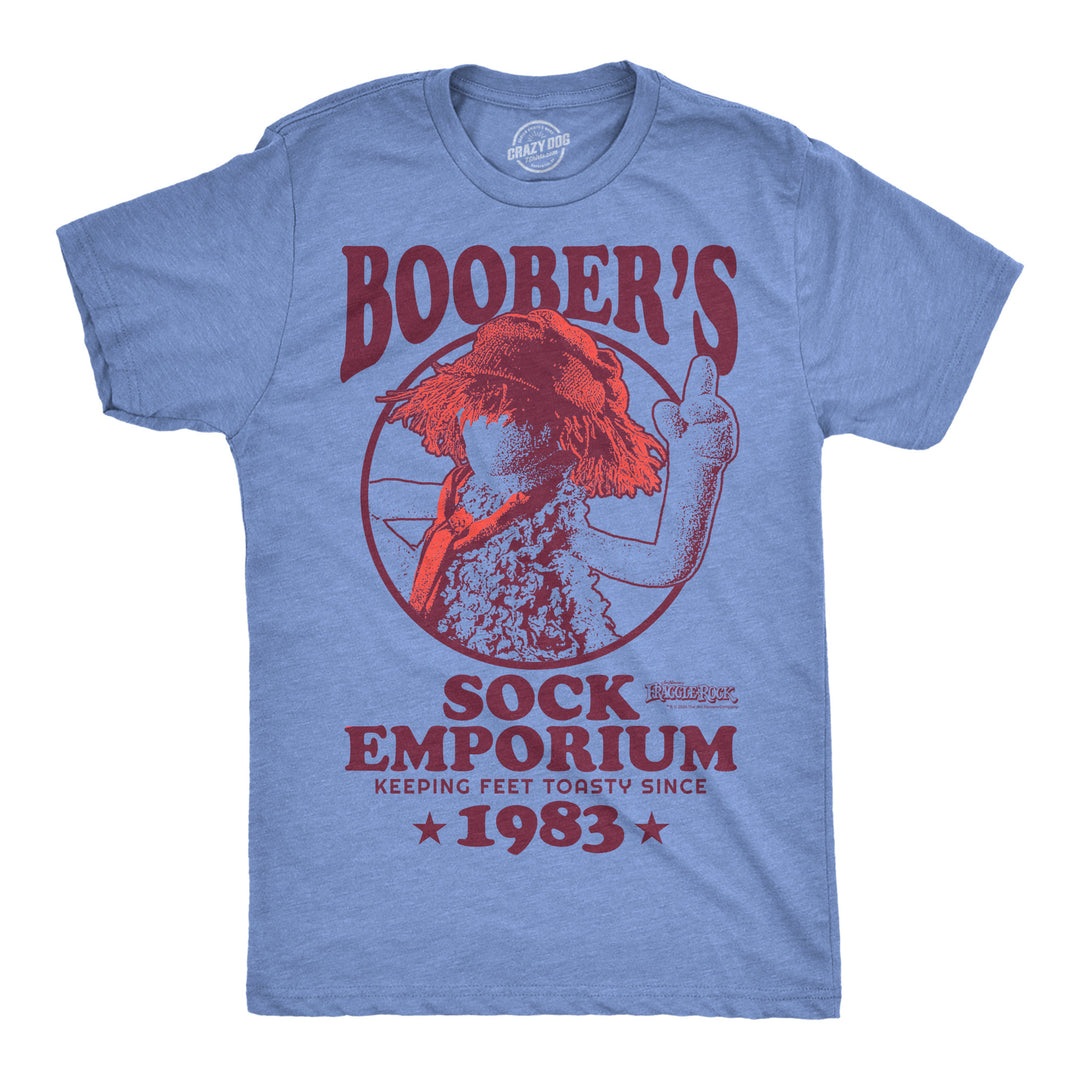 Funny Light Heather Blue - Boobers Sock Boobers Sock Emporium Mens T Shirt Nerdy TV & Movies Retro Tee