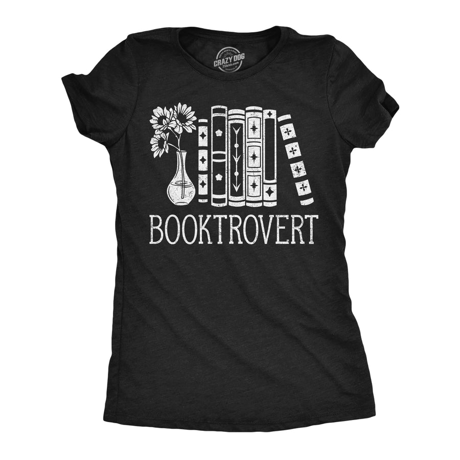 Funny Heather Black - Booktrovert Booktrovert Womens T Shirt Nerdy nerdy introvert Tee