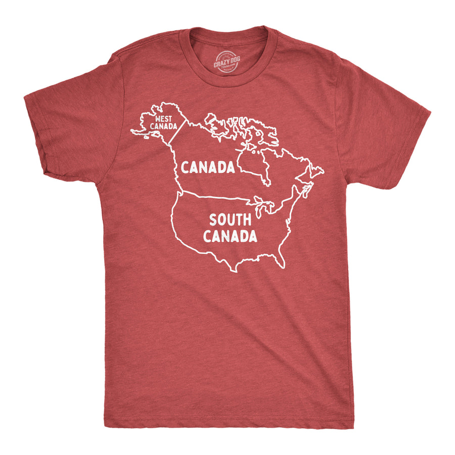 Funny Heather Red - Canada South Canada South Canada Mens T Shirt Nerdy political Tee
