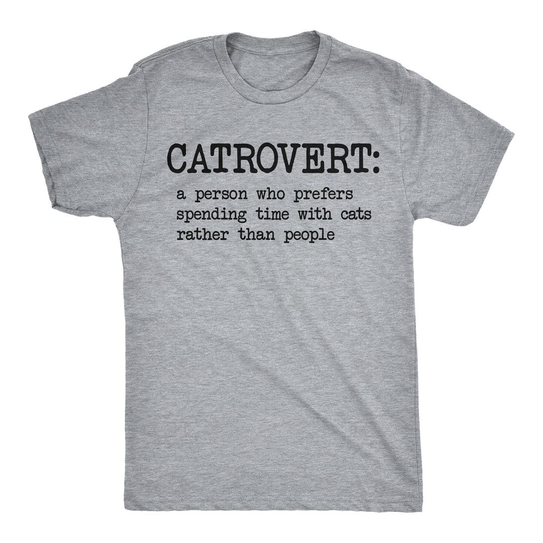 Funny Light Heather Grey - Catrovert Catrovert Definition Mens T Shirt Nerdy cat Introvert Tee