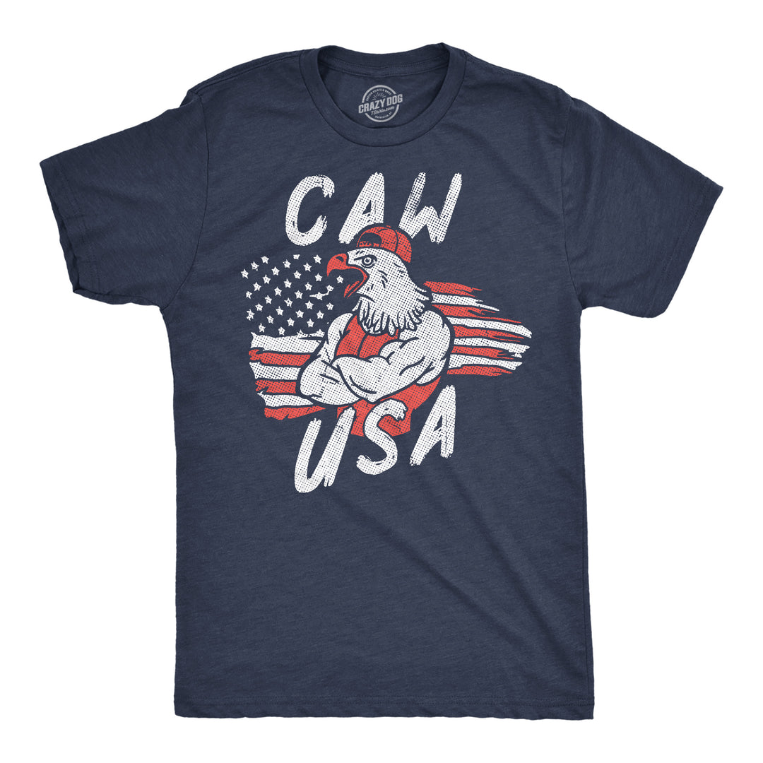 Funny Heather Navy - Caw USA Caw USA Mens T Shirt Nerdy Fourth Of July animal Tee