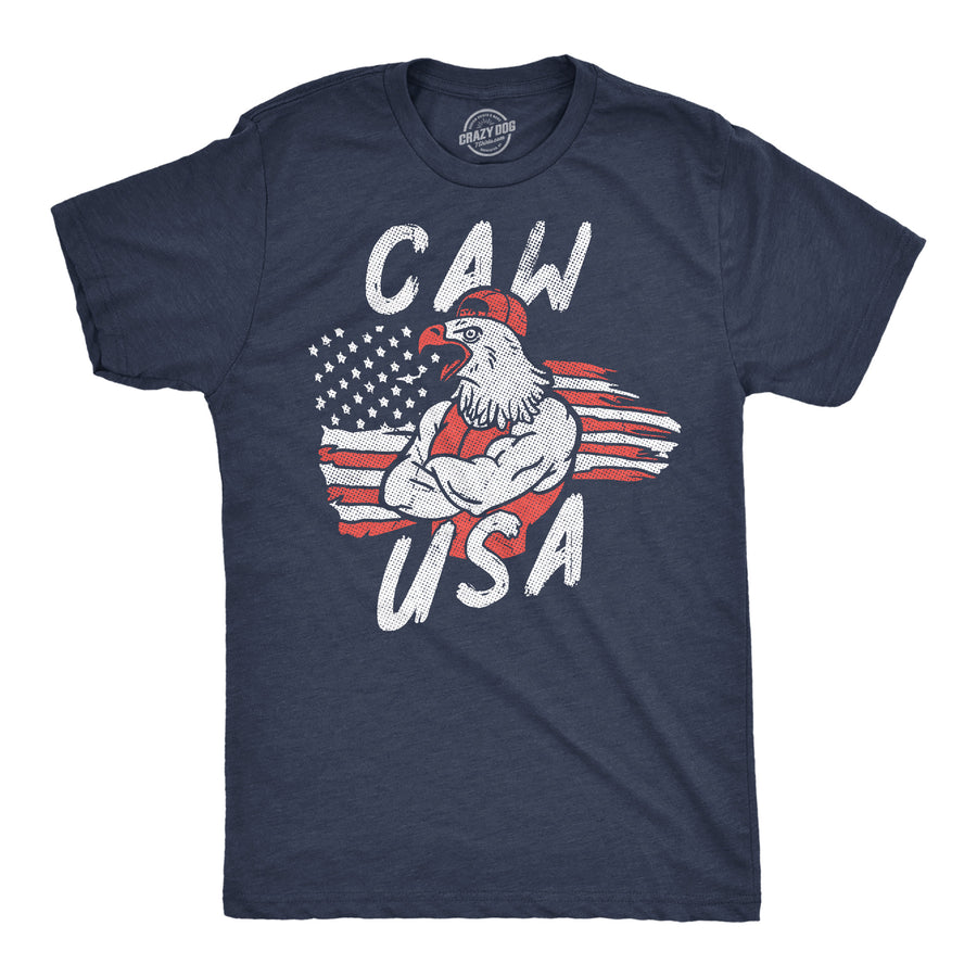 Funny Heather Navy - Caw USA Caw USA Mens T Shirt Nerdy Fourth Of July animal Tee