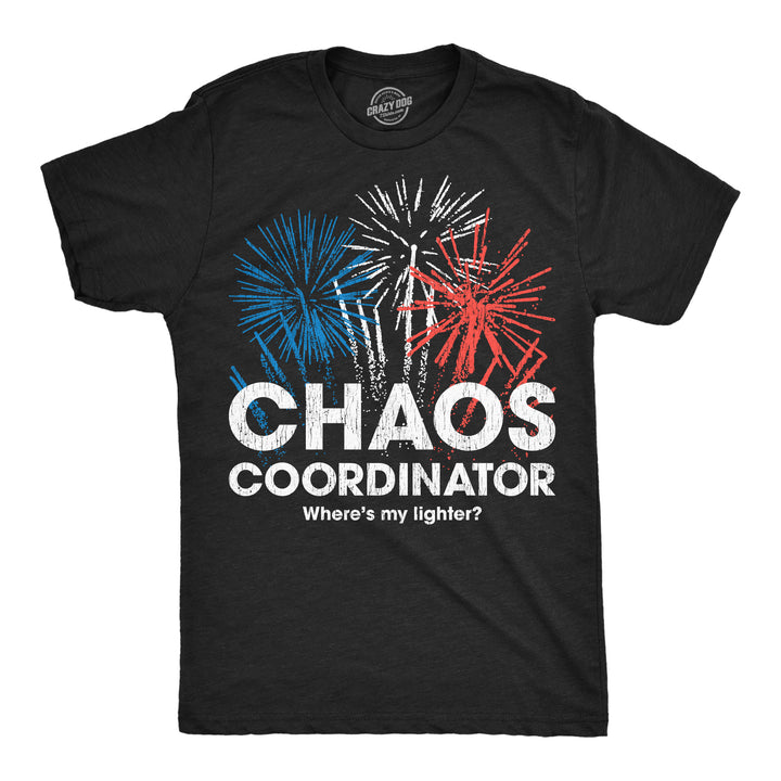 Funny Heather Black - Chaos Coordinator Chaos Coordinator Fireworks Mens T Shirt Nerdy Fourth Of July Tee