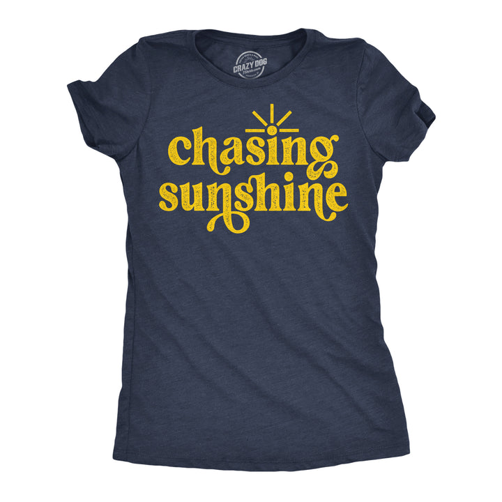 Funny Heather Navy - Chasing Sunshine Chasing Sunshine Womens T Shirt Nerdy vacation Tee