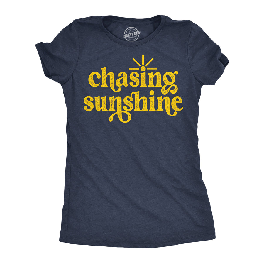 Funny Heather Navy - Chasing Sunshine Chasing Sunshine Womens T Shirt Nerdy vacation Tee