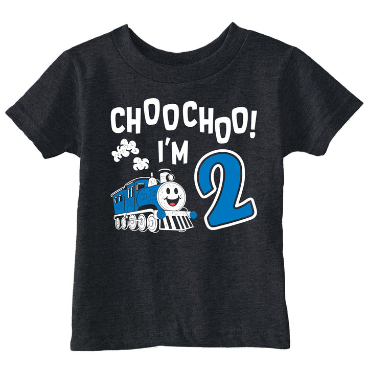 Funny Black - Choo Choo Two Choo Choo Im Two Toddler T Shirt Nerdy Birthday Tee