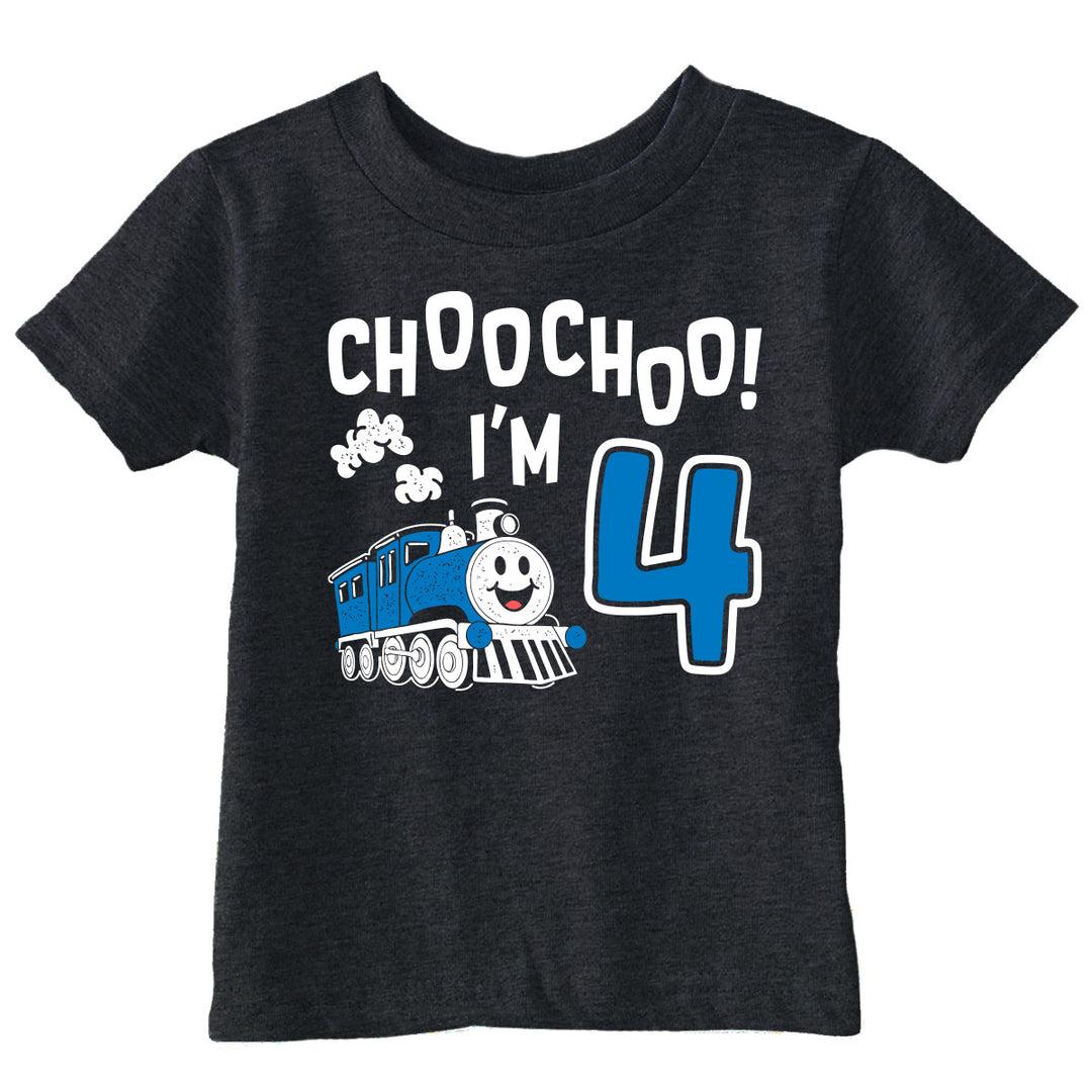Funny Black - Choo Choo Four Choo Choo Im Four Toddler T Shirt Nerdy Birthday Tee