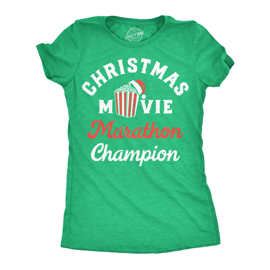 Funny Heather Green -  Xmas Movie Champ Christmas Movie Marathon Champion Womens T Shirt Nerdy Christmas TV & Movies Tee