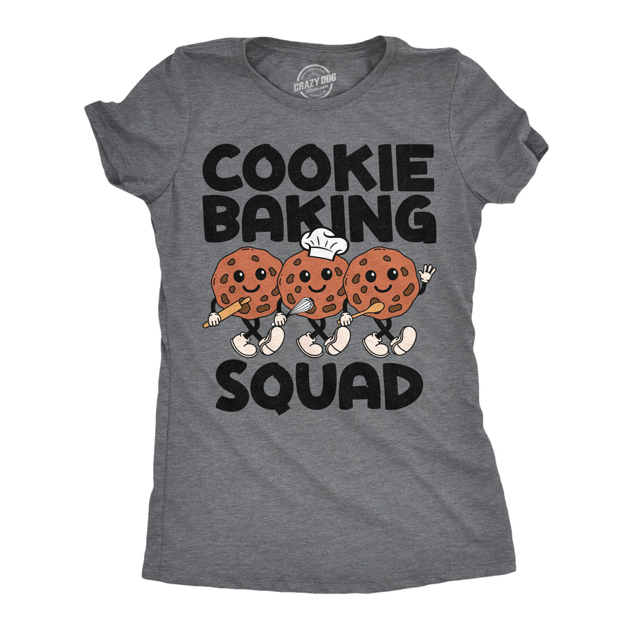 Funny Dark Heather Grey - Cookie Baking Squad Cookie Baking Squad Womens T Shirt Nerdy food Tee