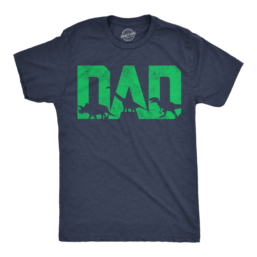 Funny Heather Navy - Dad Dino Dad Dinos Mens T Shirt Nerdy Father's Day Dinosaur Tee