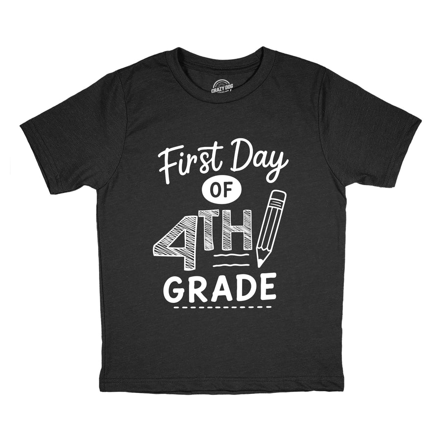 Funny Heather Black - First Day 4th First Day Of 4th Grade Youth T Shirt Nerdy blank Tee