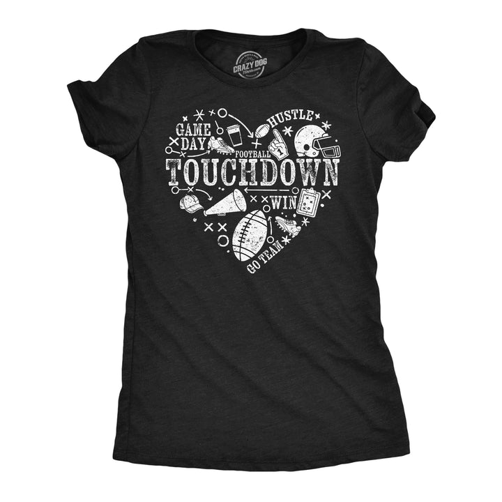 Funny Heather Black - Football Heart Football Heart Womens T Shirt Nerdy Football Tee