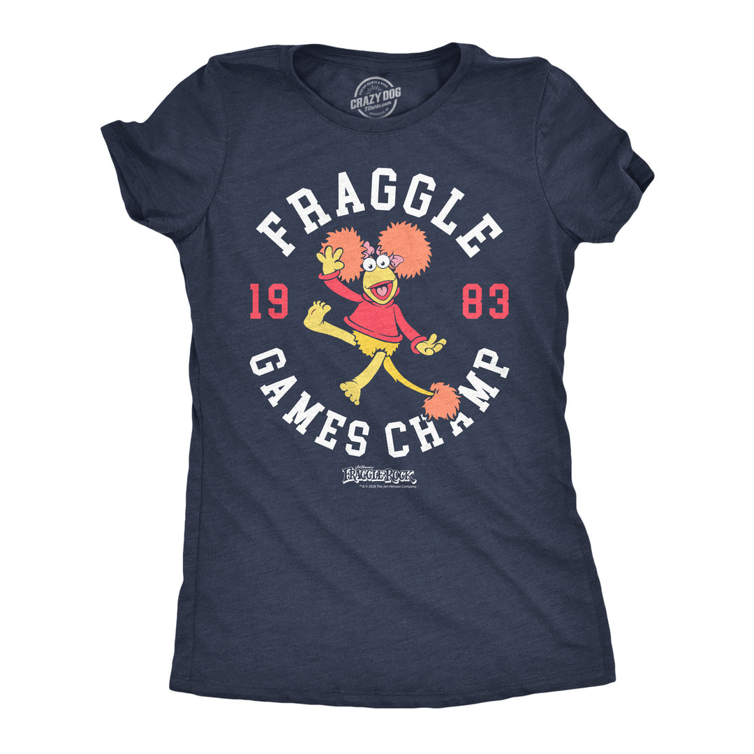 Funny Heather Navy - Fraggle Games Champ Fraggle Games Champ Womens T Shirt Nerdy Tv & Movies Tee