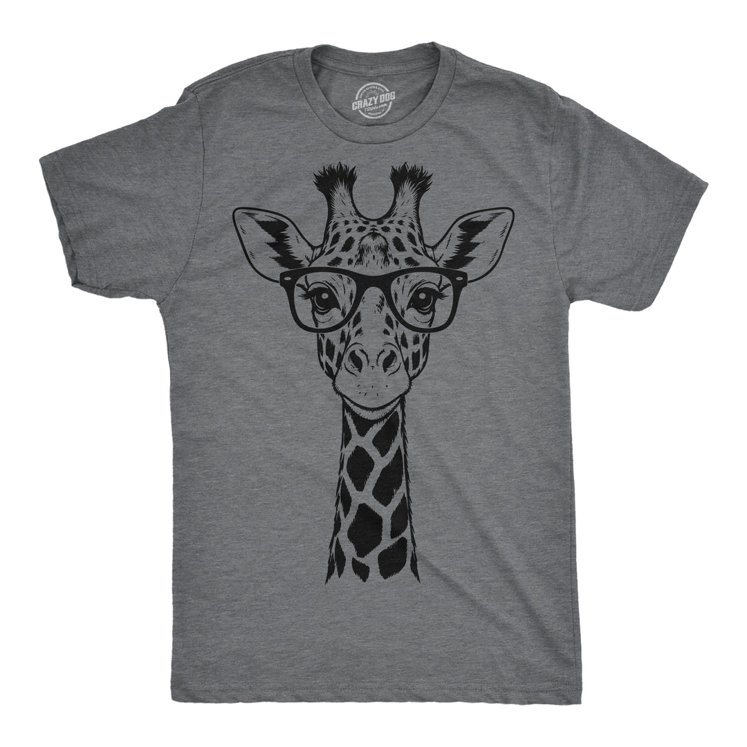 Funny Dark Heather Grey - Giraffe Glasses Giraffe Glasses Mens T Shirt Nerdy animal Tee