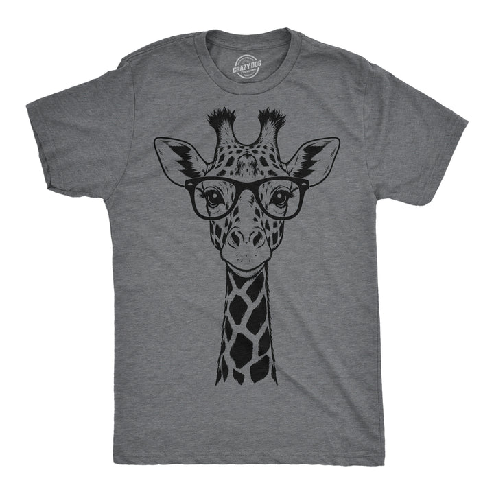 Funny Dark Heather Grey - Giraffe Glasses Giraffe Glasses Mens T Shirt Nerdy animal Tee