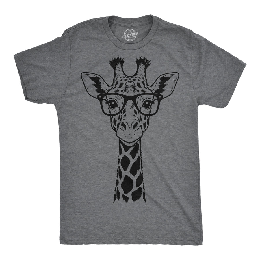 Funny Dark Heather Grey - Giraffe Glasses Giraffe Glasses Mens T Shirt Nerdy animal Tee