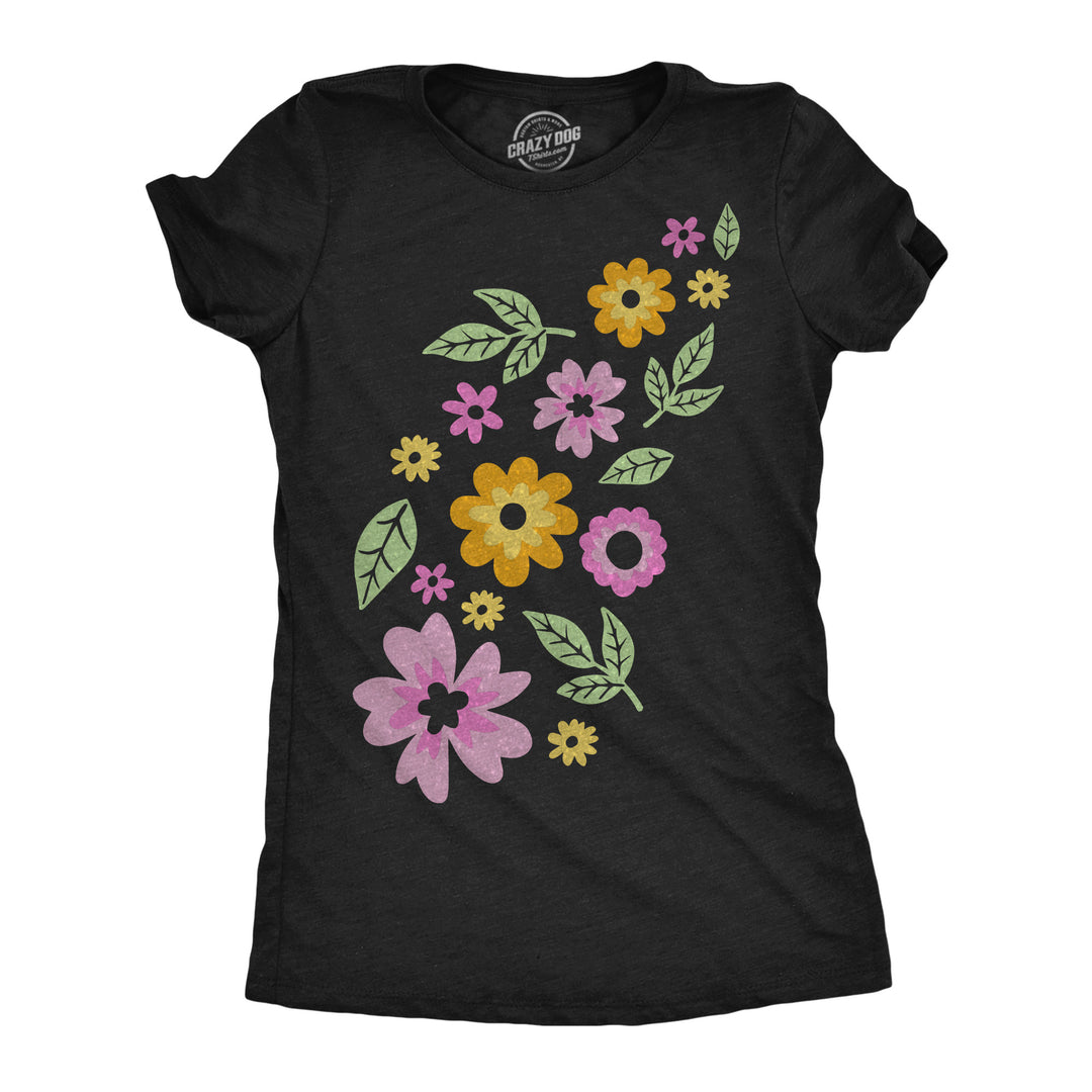 Funny Heather Black - Glitter Flowers Glitter Flowers Womens T Shirt Nerdy blank Tee