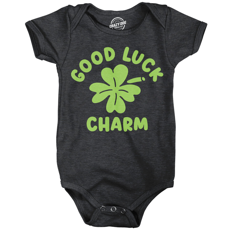 Funny Heather Black - Good Luck Charm Good Luck Charm Onesie Nerdy Saint Patrick's Day Tee