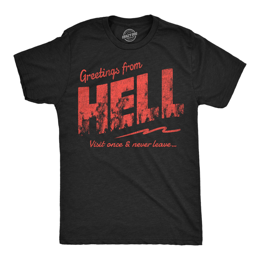 Funny Heather Black - Greetings From Hell Greetings From Hell Mens T Shirt Nerdy Halloween Tee