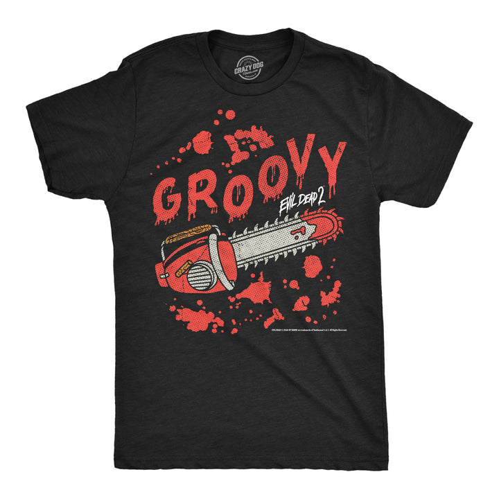 Funny Heather Black - Groovy Chainsaw Groovy Chainsaw Mens T Shirt Nerdy Halloween TV & Movies Tee