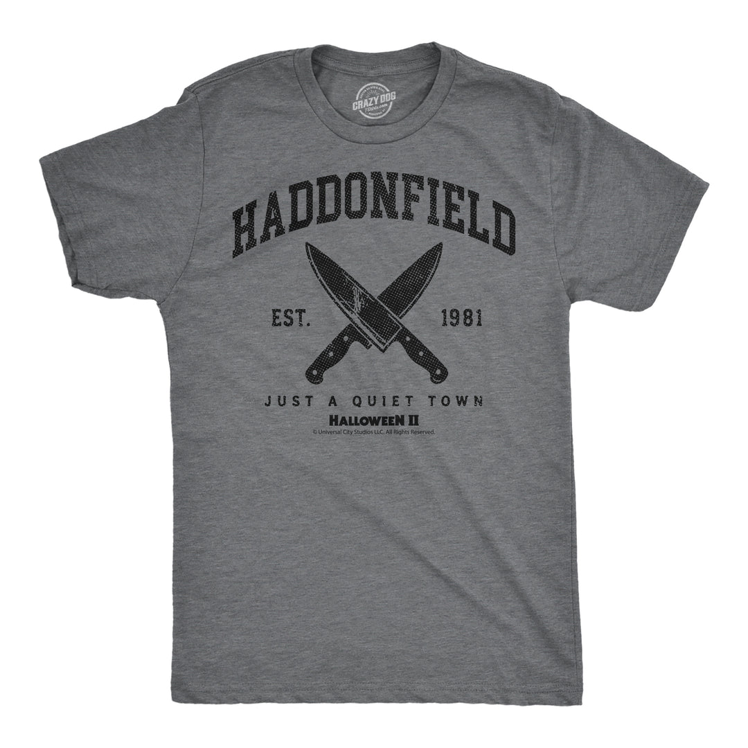 Funny Dark Heather Grey - Haddonfield Quiet Town Just A Quiet Town Mens T Shirt Nerdy Halloween TV & Movies Tee