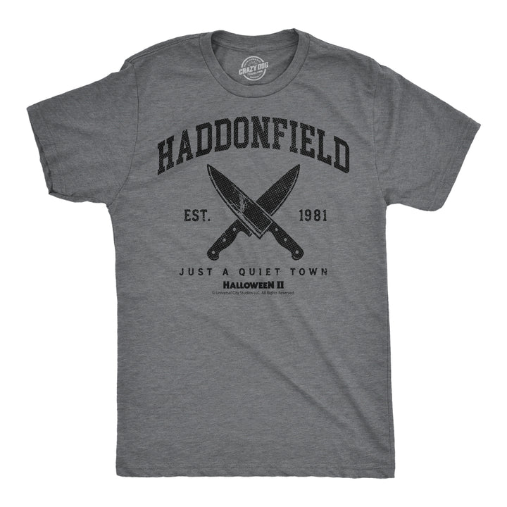 Funny Dark Heather Grey - Haddonfield Quiet Town Just A Quiet Town Mens T Shirt Nerdy Halloween TV & Movies Tee