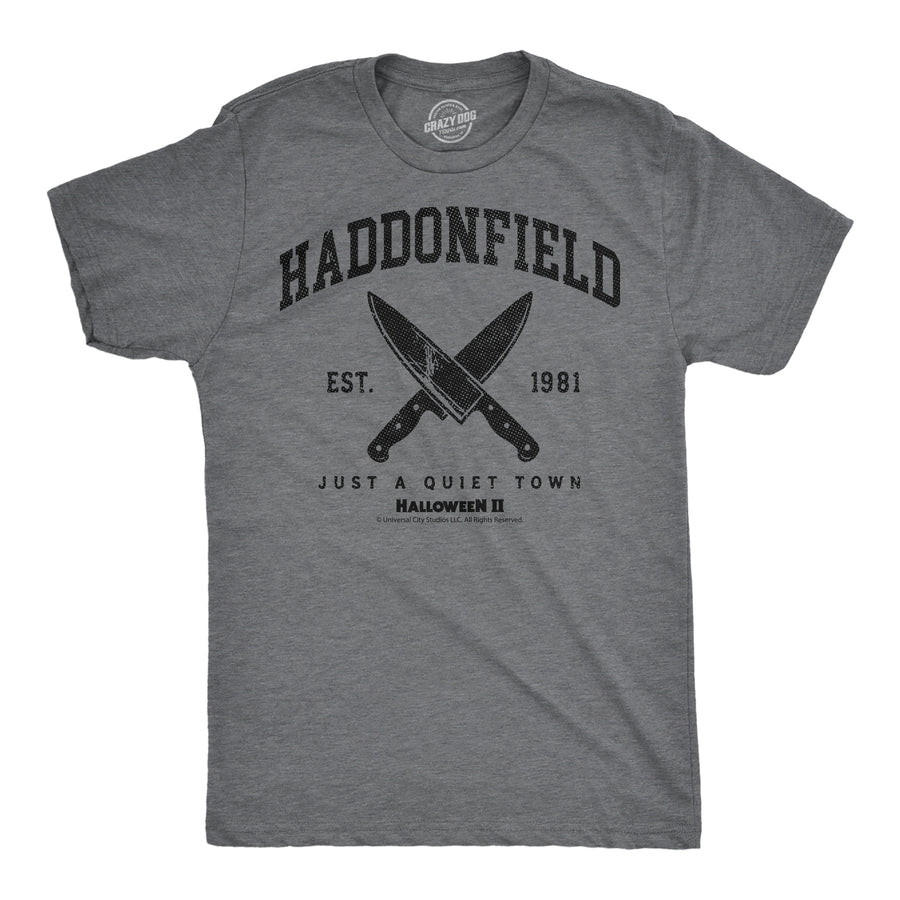 Funny Dark Heather Grey - Haddonfield Quiet Town Just A Quiet Town Mens T Shirt Nerdy Halloween TV & Movies Tee
