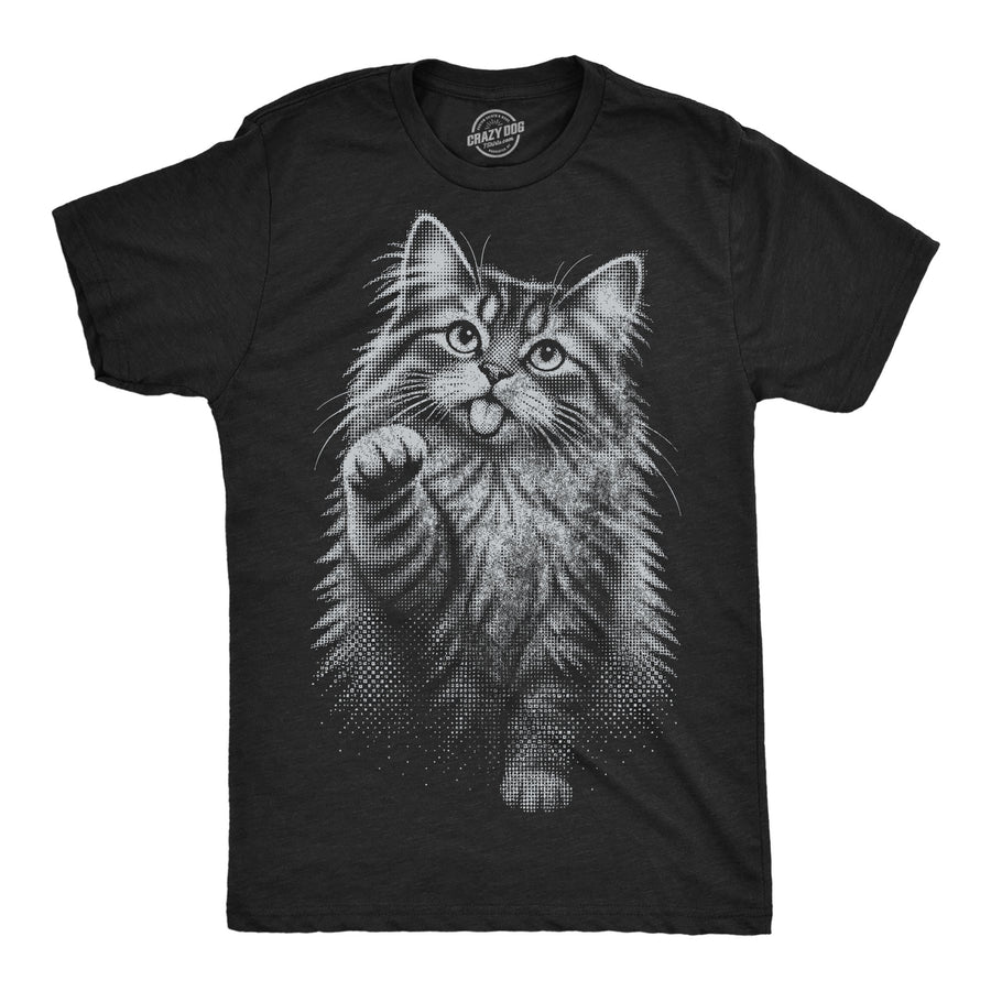 Funny Heather Black - Halftone Cat Halftone Cat Mens T Shirt Nerdy Cat Tee