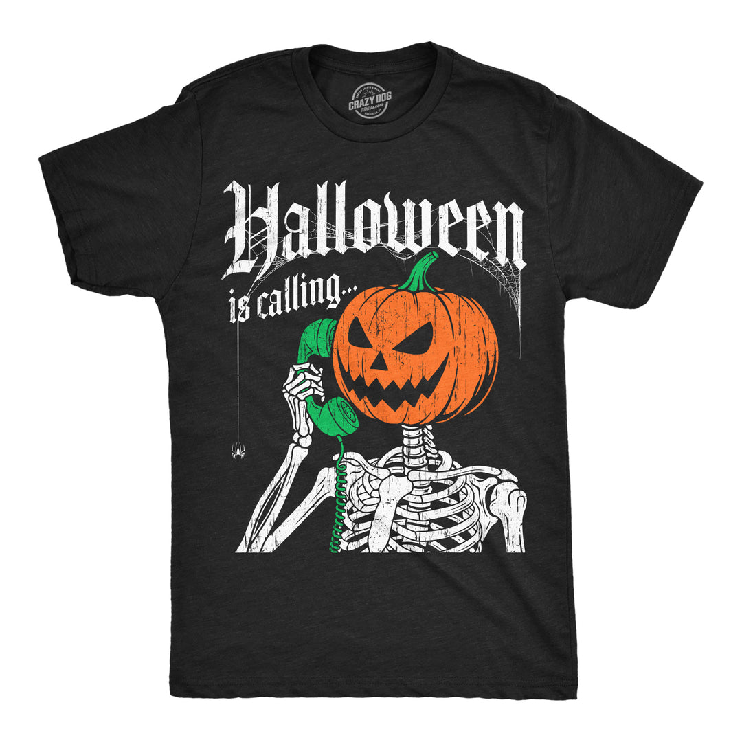 Funny Heather Black - Halloween Is Calling Halloween Is Calling Mens T Shirt Nerdy Halloween Tee