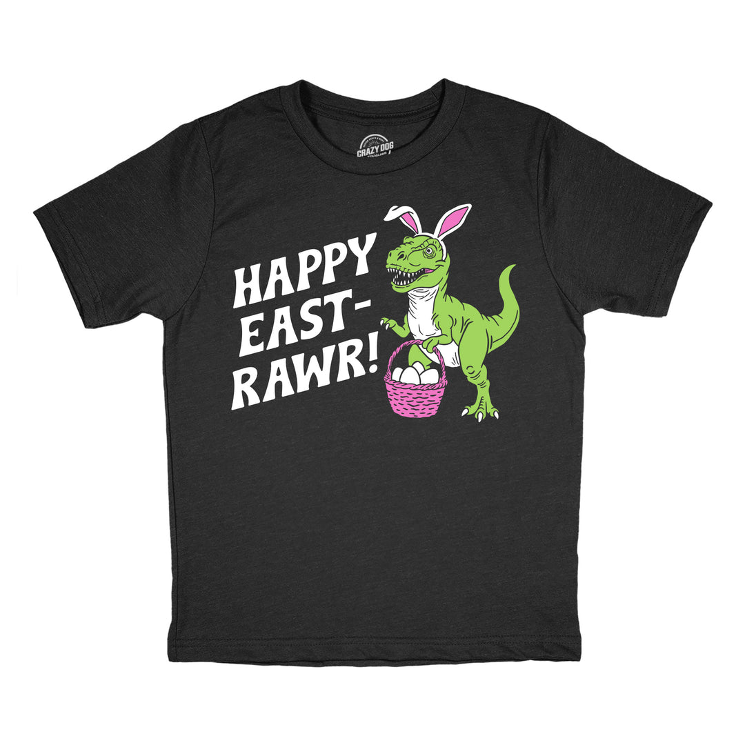 Funny Heather Black - Happy East Rawr Happy East Rawr Youth T Shirt Nerdy Easter Dinosaur Tee