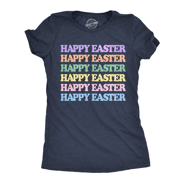 Funny Heather Navy - Happy Easter Glitter Happy Easter Glitter Stack Womens T Shirt Nerdy Easter Tee