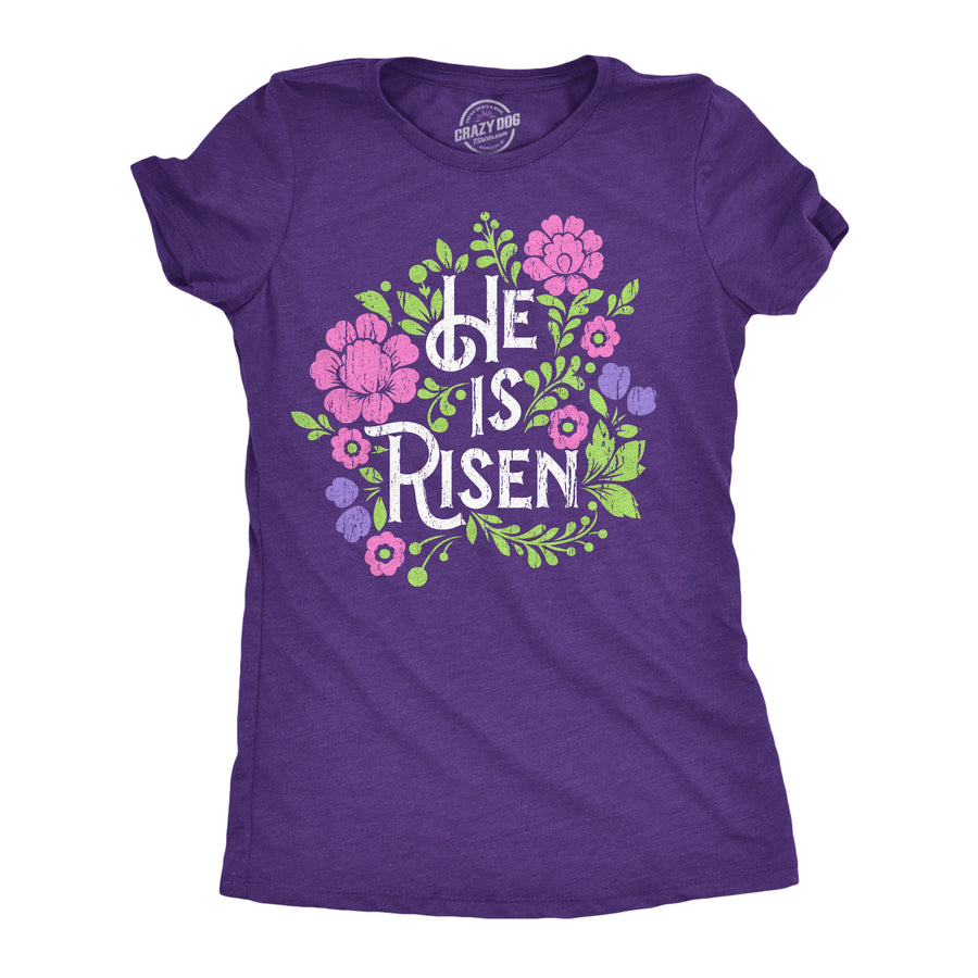 Funny Heather Purple - He Is Risen He Is Risen Womens T Shirt Nerdy Easter Religion Tee