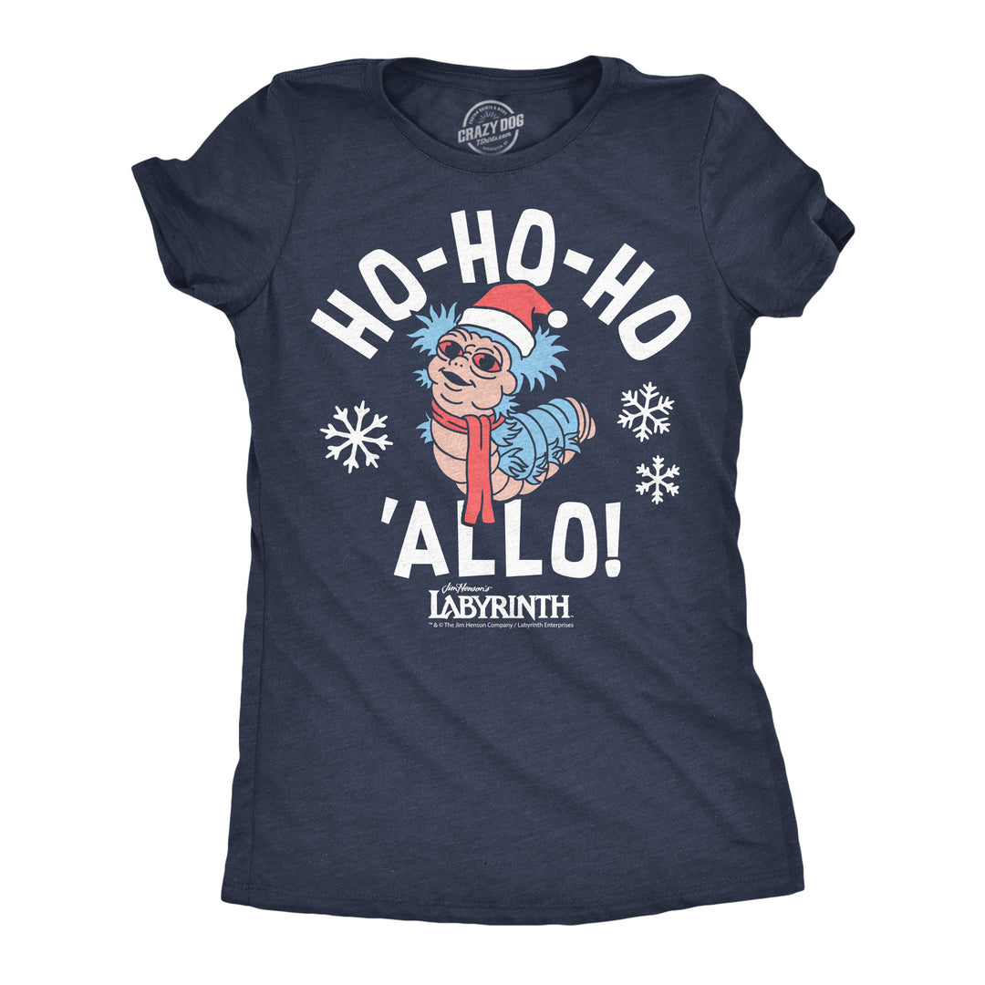 Funny Heather Navy - Ho Ho Allo Ho Ho Ho Allo Labyrinth Womens T Shirt Nerdy Christmas Tv & Movies Tee