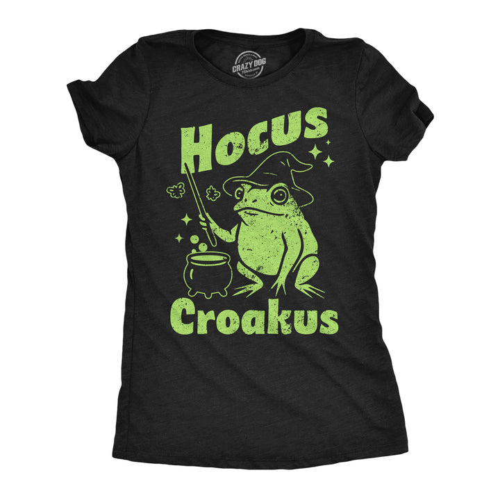 Funny Heather Black - Hocus Croakus Hocus Croakus Womens T Shirt Nerdy Halloween animal Tee