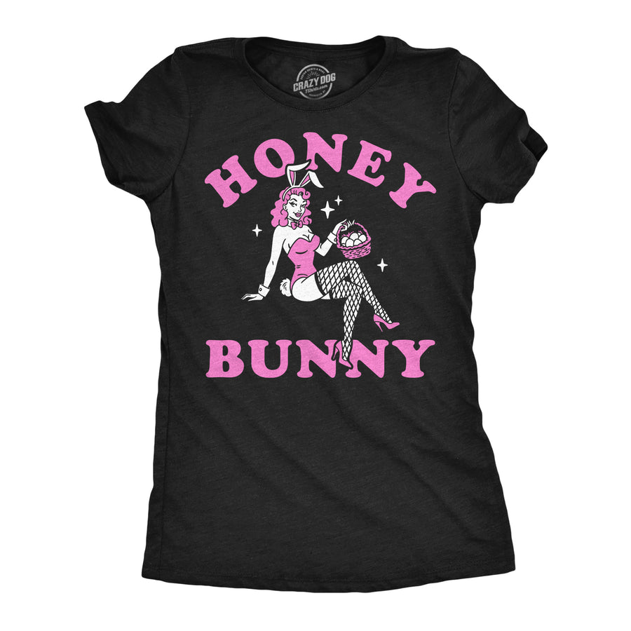 Funny Heather Black - Honey Bunny Honey Bunny Womens T Shirt Nerdy easter Tee