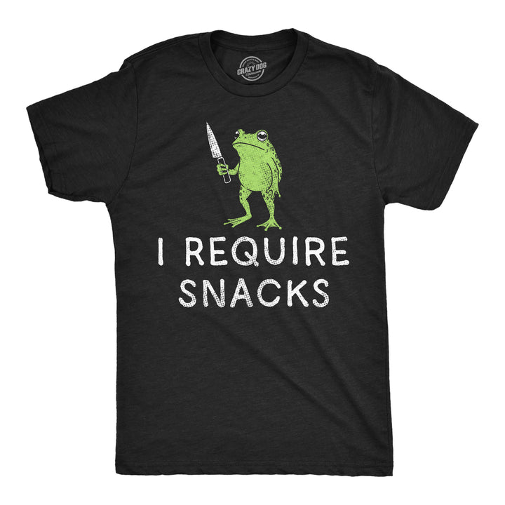 Funny Heather Black - Require Snacks I Require Snacks Mens T Shirt Nerdy food mental Tee