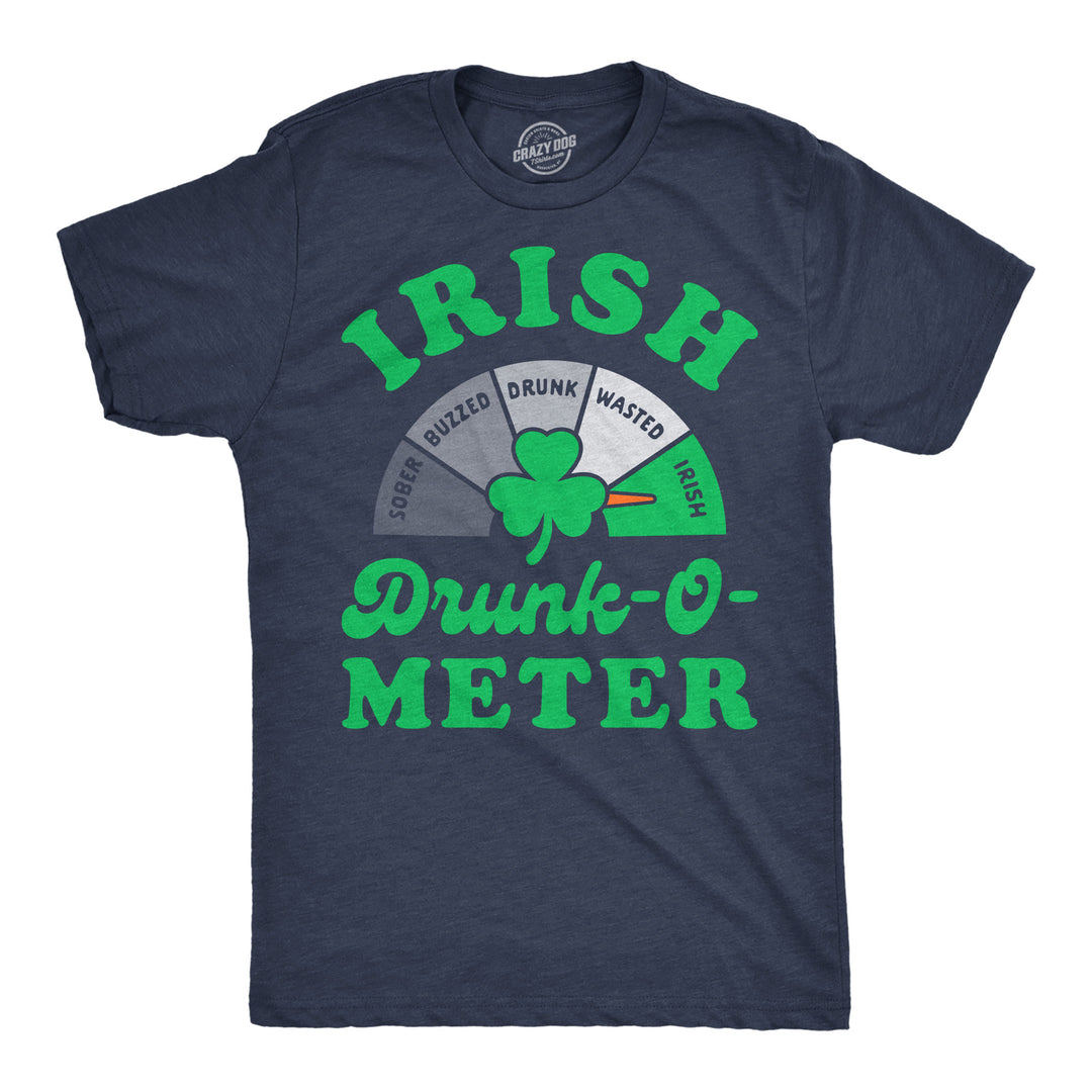 Funny Heather Navy - Irish Drunk O Meter Irish Drunk O Meter Mens T Shirt Nerdy Saint Patrick's Day drinking Tee