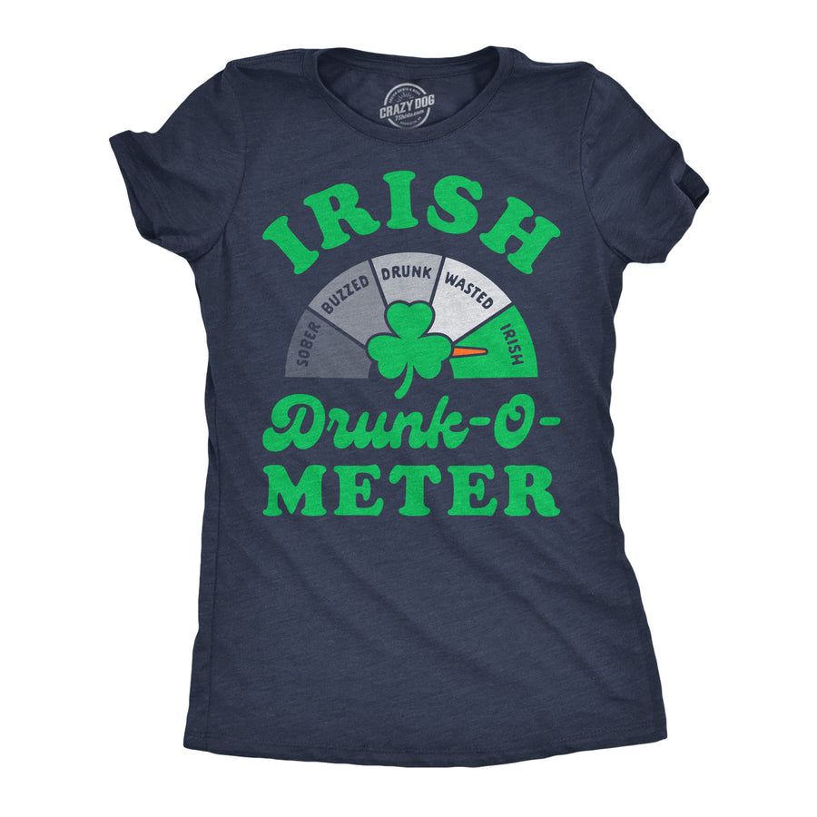 Funny Heather Navy - Irish Drunk O Meter Irish Drunk O Meter Womens T Shirt Nerdy Saint Patrick's Day drinking Tee