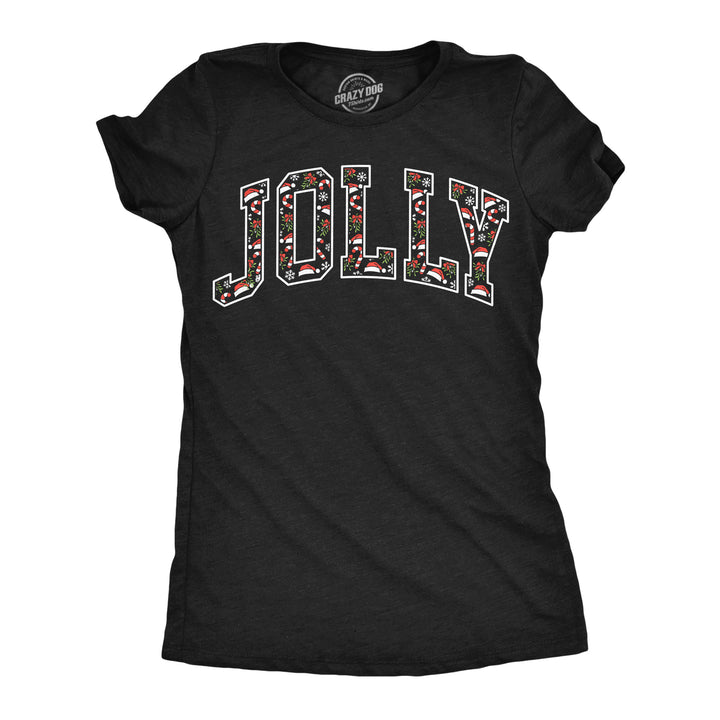Funny Heather Black - Jolly Pattern Jolly Pattern Womens T Shirt Nerdy Christmas Tee